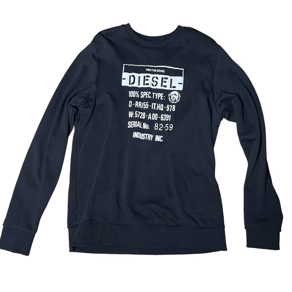 Diesel Black Crewneck Pullover Sweatshirt Mens Large